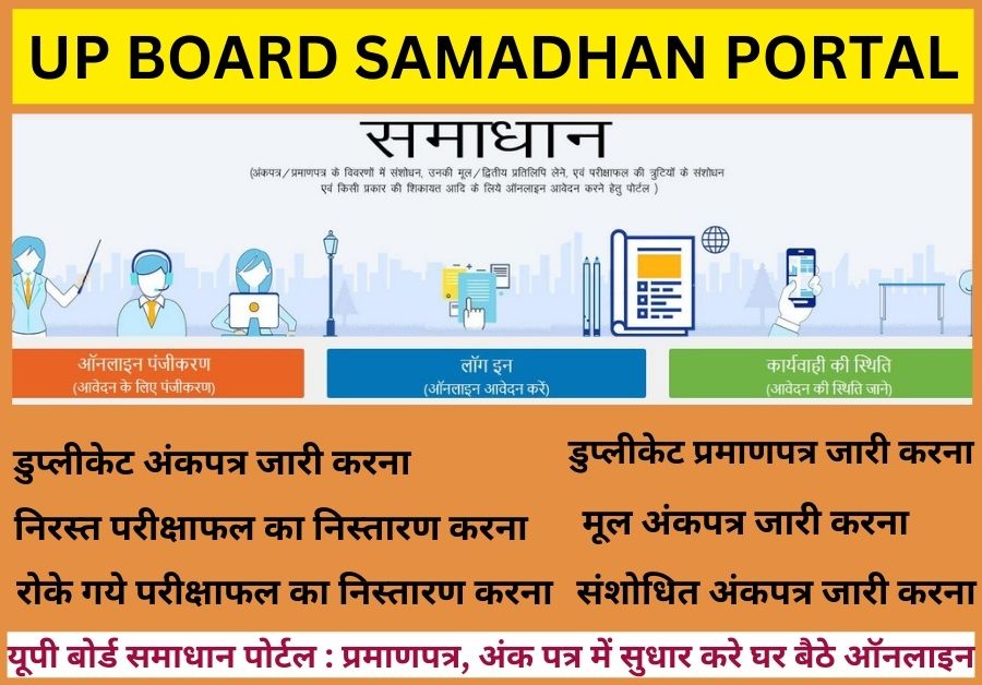 UP Board Samadhan Portal :यूपी बोर्ड प्रमाणपत्र, अंक सुधार कैसे करे ऑनलाइन